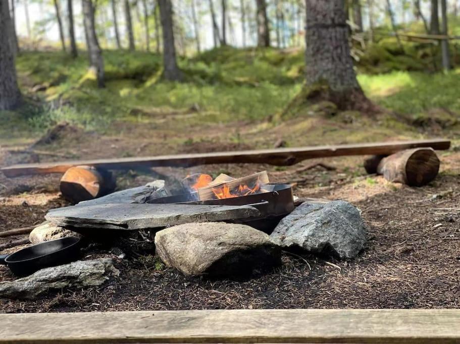 莱旺厄尔 Treetop Ekne - Hytte I Skogen Med Hengebru酒店 外观 照片